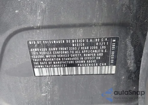 2012 Volkswagen Jetta Sportwagen 2.0L Tdi z USA, uszkodzony, nr VIN 3VWML7AJ1CM663231